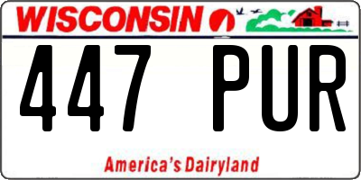 WI license plate 447PUR