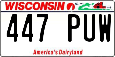 WI license plate 447PUW