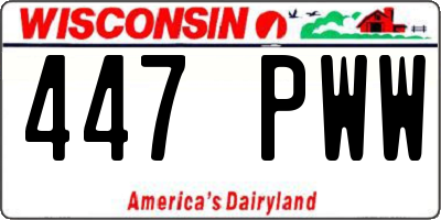 WI license plate 447PWW