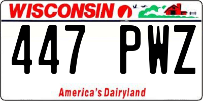WI license plate 447PWZ