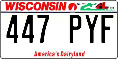 WI license plate 447PYF