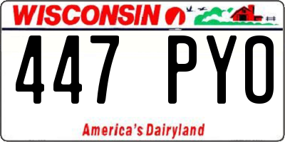 WI license plate 447PYO