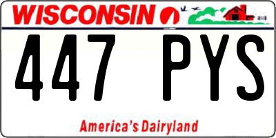 WI license plate 447PYS