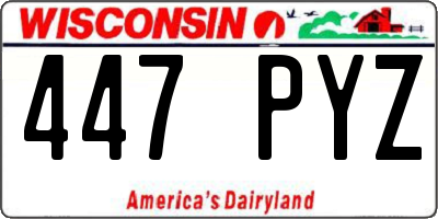 WI license plate 447PYZ