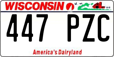 WI license plate 447PZC