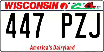 WI license plate 447PZJ