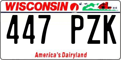 WI license plate 447PZK