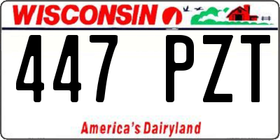WI license plate 447PZT