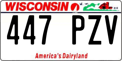 WI license plate 447PZV