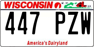 WI license plate 447PZW
