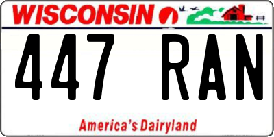 WI license plate 447RAN
