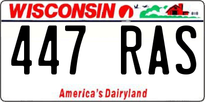 WI license plate 447RAS