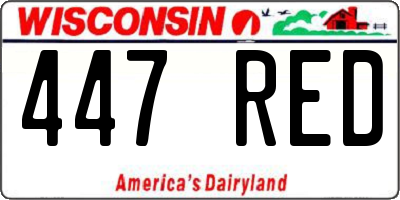 WI license plate 447RED