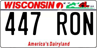 WI license plate 447RON