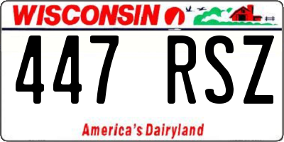 WI license plate 447RSZ