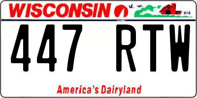 WI license plate 447RTW