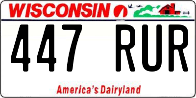 WI license plate 447RUR