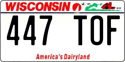 WI license plate 447TOF