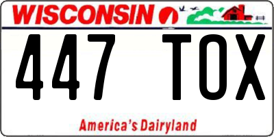 WI license plate 447TOX