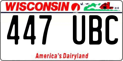 WI license plate 447UBC