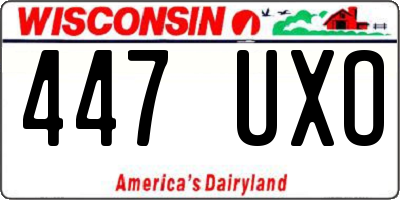 WI license plate 447UXO