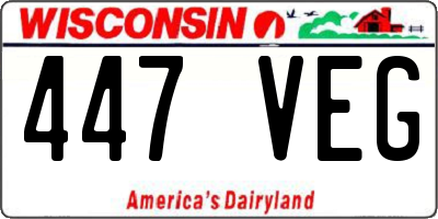 WI license plate 447VEG
