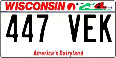 WI license plate 447VEK