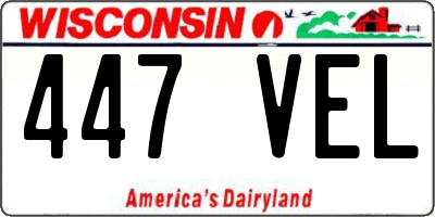 WI license plate 447VEL