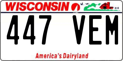 WI license plate 447VEM