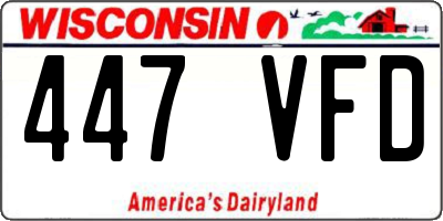 WI license plate 447VFD