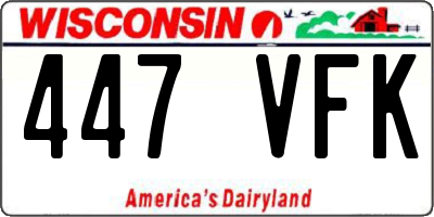 WI license plate 447VFK