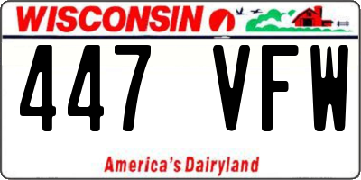 WI license plate 447VFW