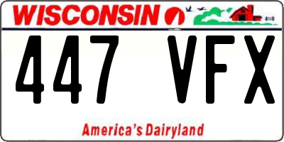 WI license plate 447VFX