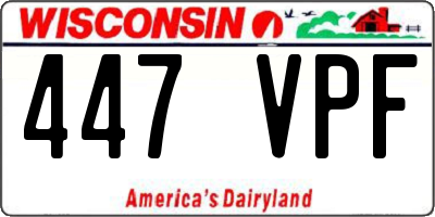 WI license plate 447VPF