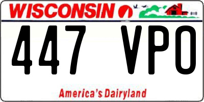 WI license plate 447VPO
