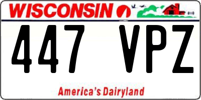 WI license plate 447VPZ