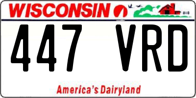 WI license plate 447VRD