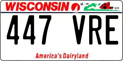 WI license plate 447VRE