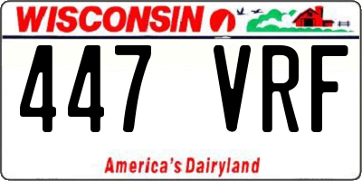 WI license plate 447VRF