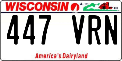 WI license plate 447VRN