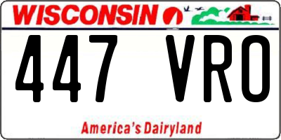 WI license plate 447VRO