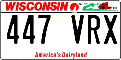WI license plate 447VRX