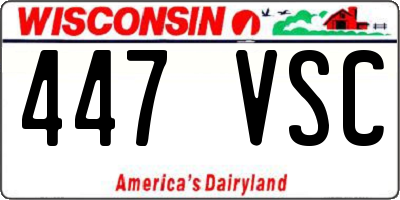 WI license plate 447VSC