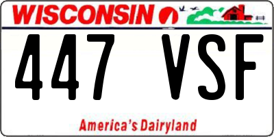WI license plate 447VSF