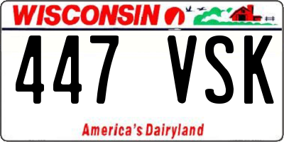 WI license plate 447VSK