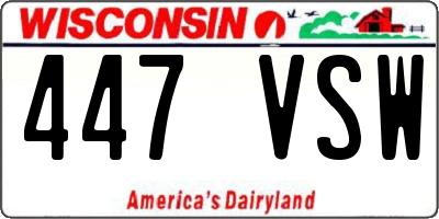 WI license plate 447VSW