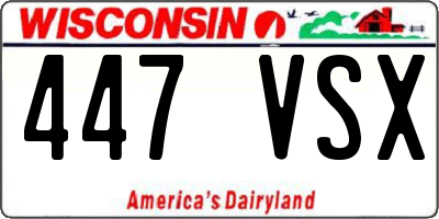 WI license plate 447VSX