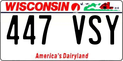 WI license plate 447VSY