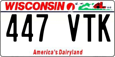 WI license plate 447VTK