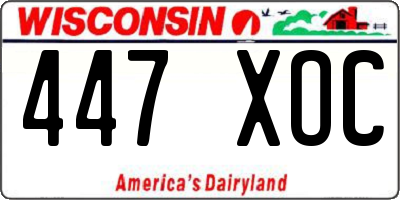 WI license plate 447XOC